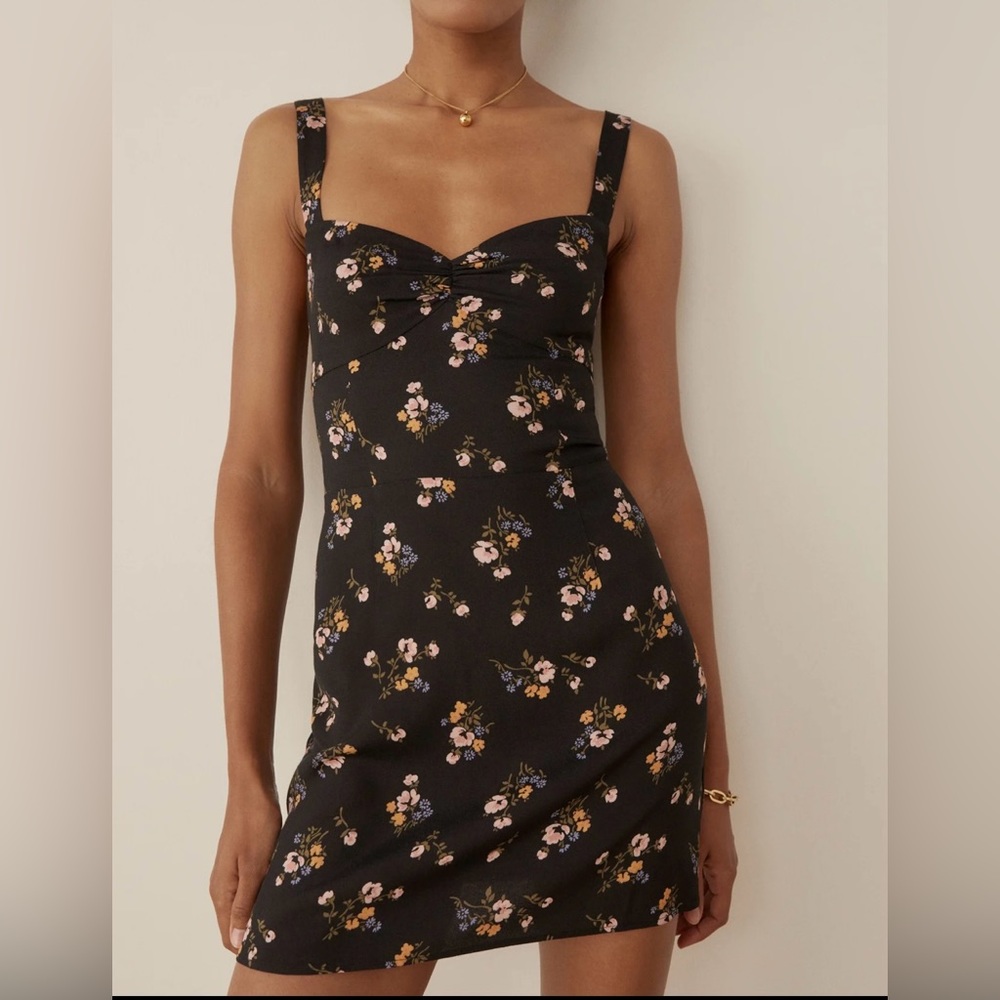 Reformation Baldwin Dress - Color is EVITA Floral on Black Print Sundress NWT
